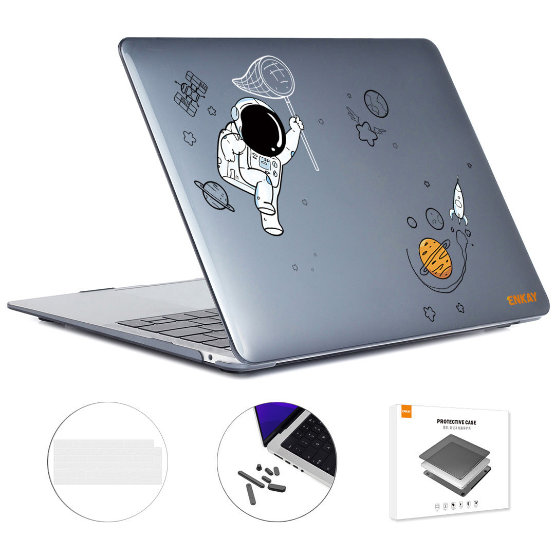 Astronaut Pattern Laptop Case for MacBook Pro 14 inch (2021) A2442 (EU) Shockproof Case with TPU Keyboard Cover + Anti-dust Plugs - Astronaut No.2 Astronaut Pattern Laptop Case for MacBook Pro 14 inch (2021) A2442 (EU) Shockproof Case with TPU Keyboard Cover + Anti-dust Plugs - Astronaut No.2